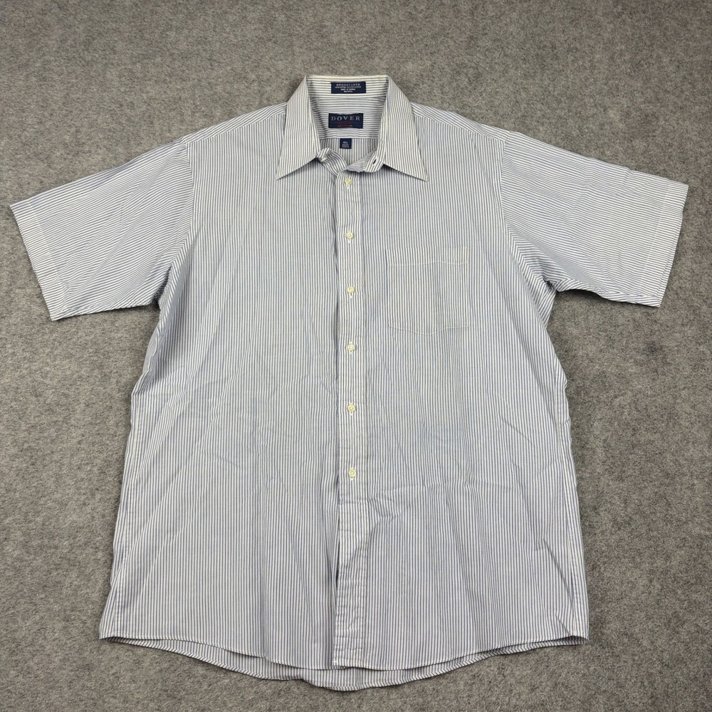 Arrow Dover Button Down Shirt Mens 16.5 Blue White Striped Old Money Broadcloth